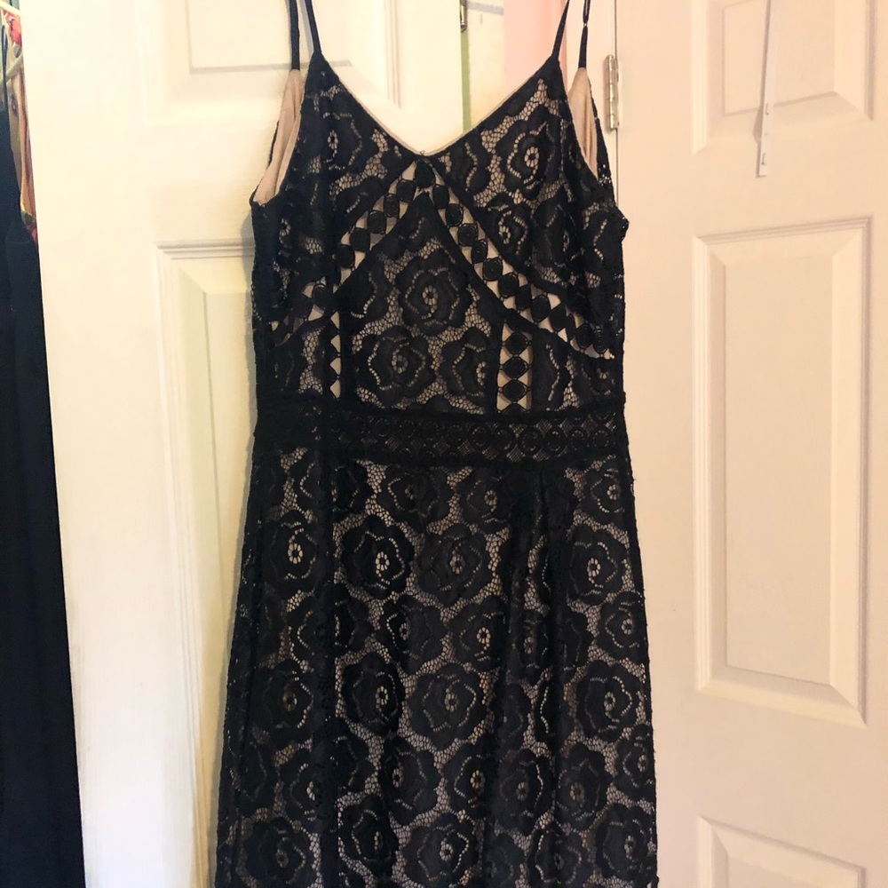 black lace overlay dress